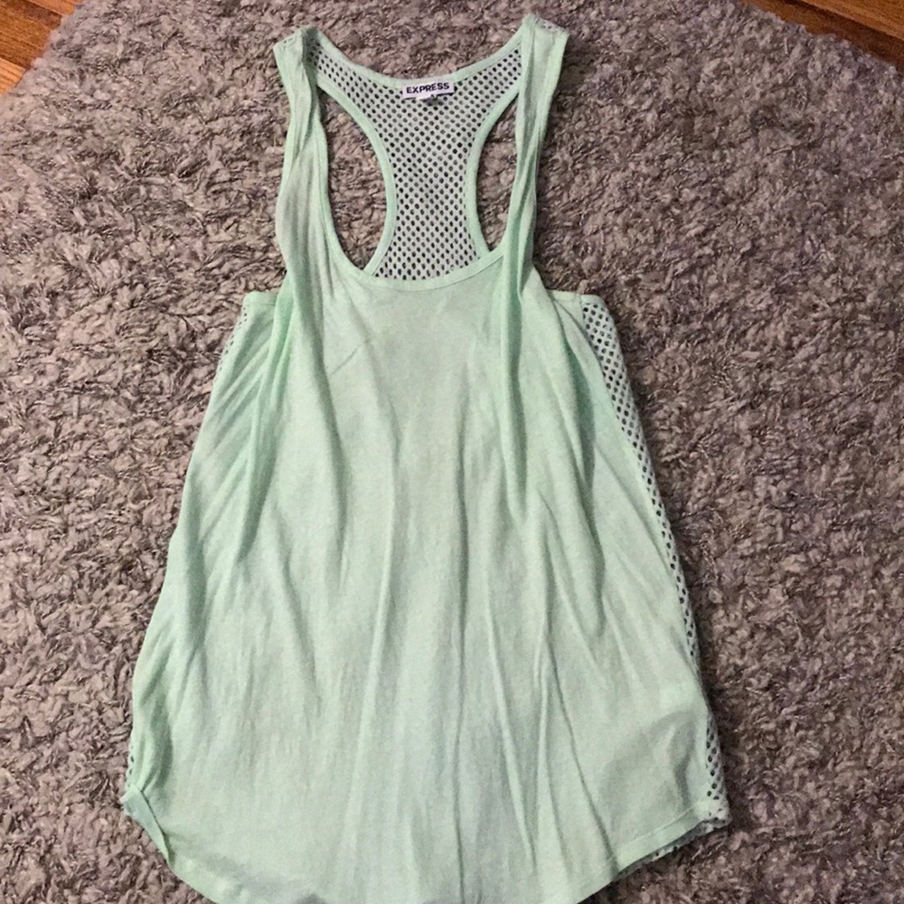 Teal racer back tank top. Mesh back
